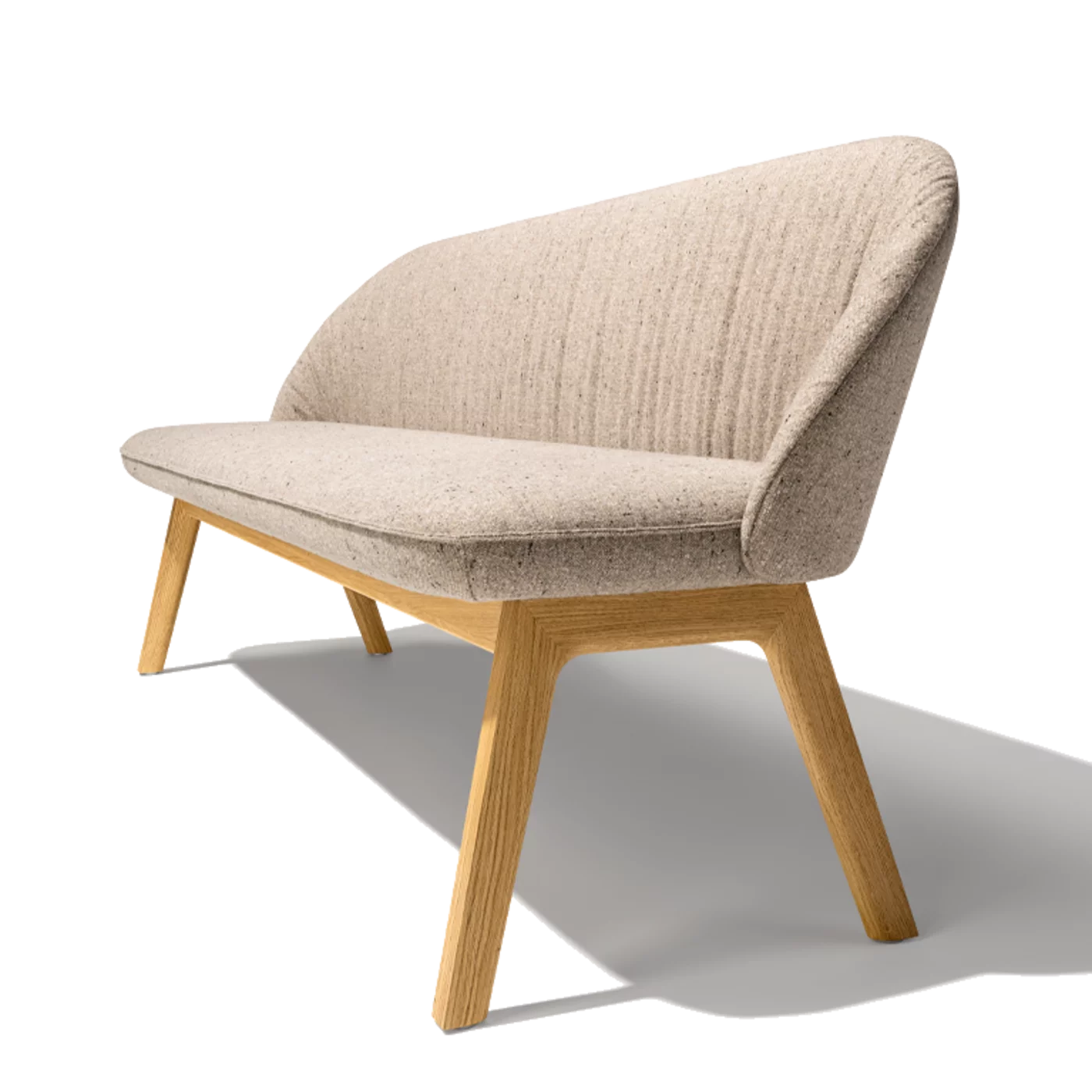 flor dining chair in fabric with swivel base in alder white oil, front view