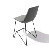 modern lui bar stool with leather backrest and matt black frame, back view