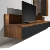 cubus wall unit in walnut wood with black glass hanging cubus wall unit in solid walnut with black coloured glass