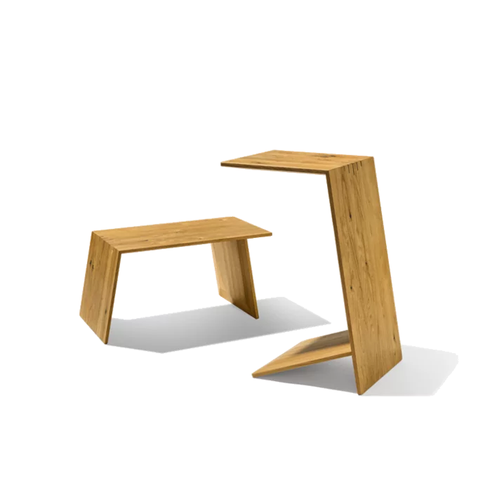 practical side table sidekick in wild oak, standing or lying