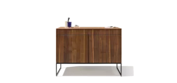 small filigno secretary in solid walnut with black metal frame