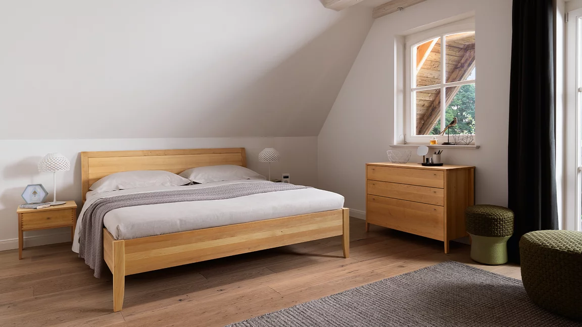 sesam bedside cabinet in solid alder together with the sesam bed and the chest of drawers