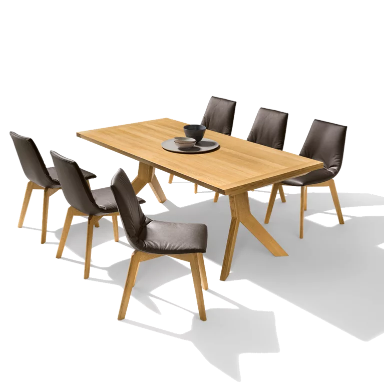 dining table yps extendable made of solid wood in oak with elegant lui chairs