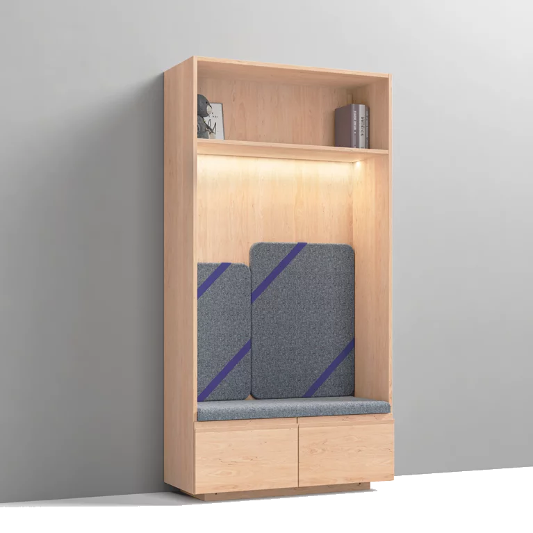 kids Kinderkleiderschrank mit Laden und großer gepolsterten Sitznische beleuchtet