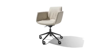 grand lui office swivel chair in fabric with black matt swivel base on castors