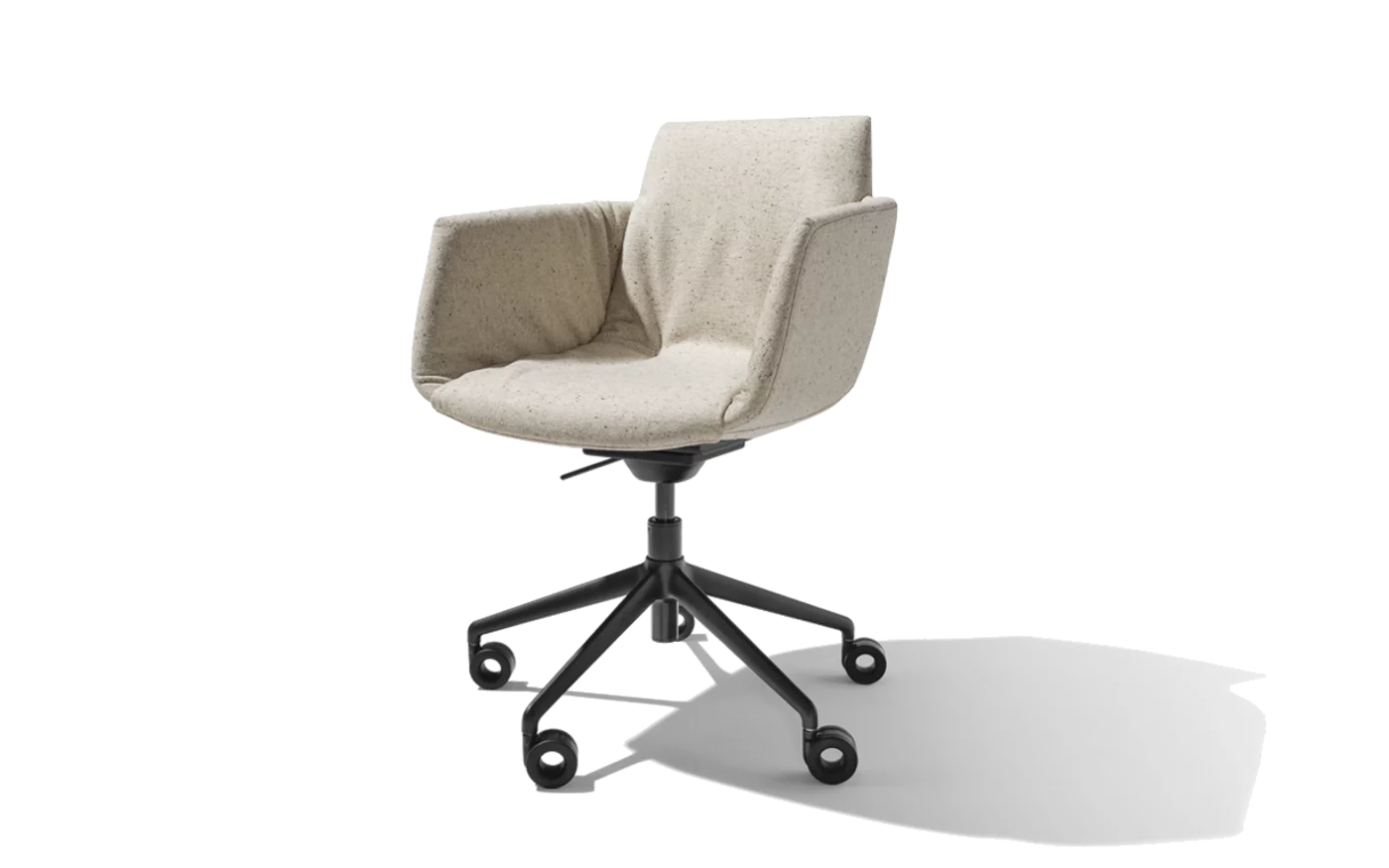 grand lui office swivel chair in fabric with black matt swivel base on castors