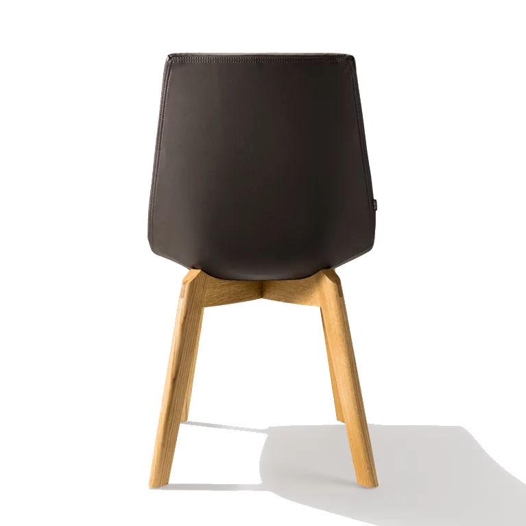 lui office swivel chair in leather on black matt swivel base with castors