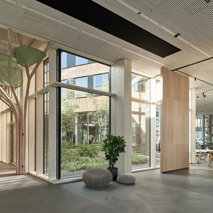 Place of encounter in the TEAM 7 World with natural, recyclable materials