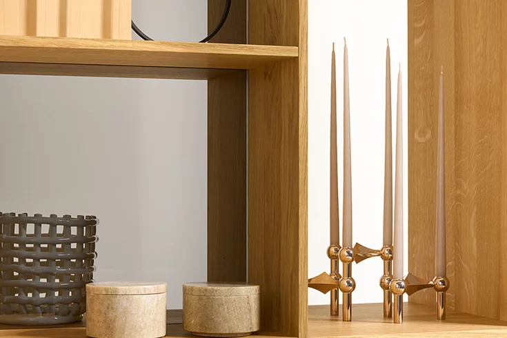 Elegant partition wall in smoked glass in filigno Room divider in solid oak natural oiled