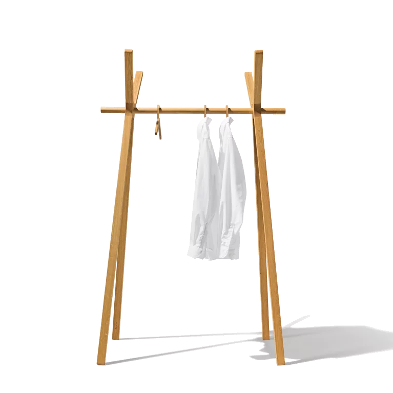Kleiderständer hood+ mit Kleiderbügel aus formstabiler 3-Schicht-Platte in Eiche